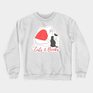 Cats and Books Crewneck Sweatshirt